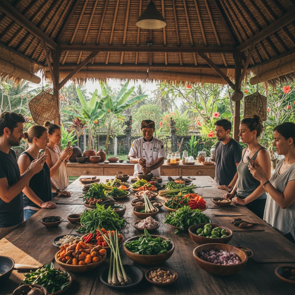 Balinese cooking class with fresh ingredients and traditional dishes